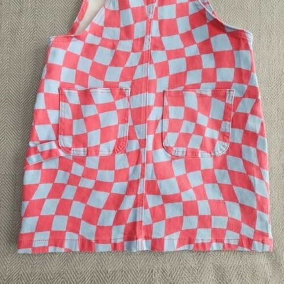 Forever 21 Denim Bib Overall Dress Women's Small Pink and Gray Checkerboard - Picture 10 of 10